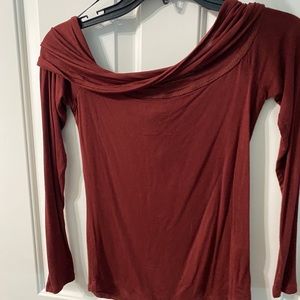 Maroon off the shoulder long sleeve shirt